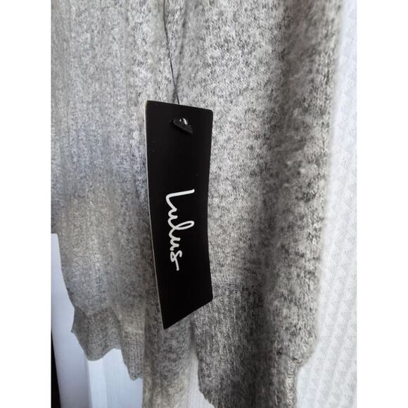 Lulus Sweater Size XS Heather Gray Lightweight V Neck 3/4 Sleeve Pullover Soft - Picture 4 of 7